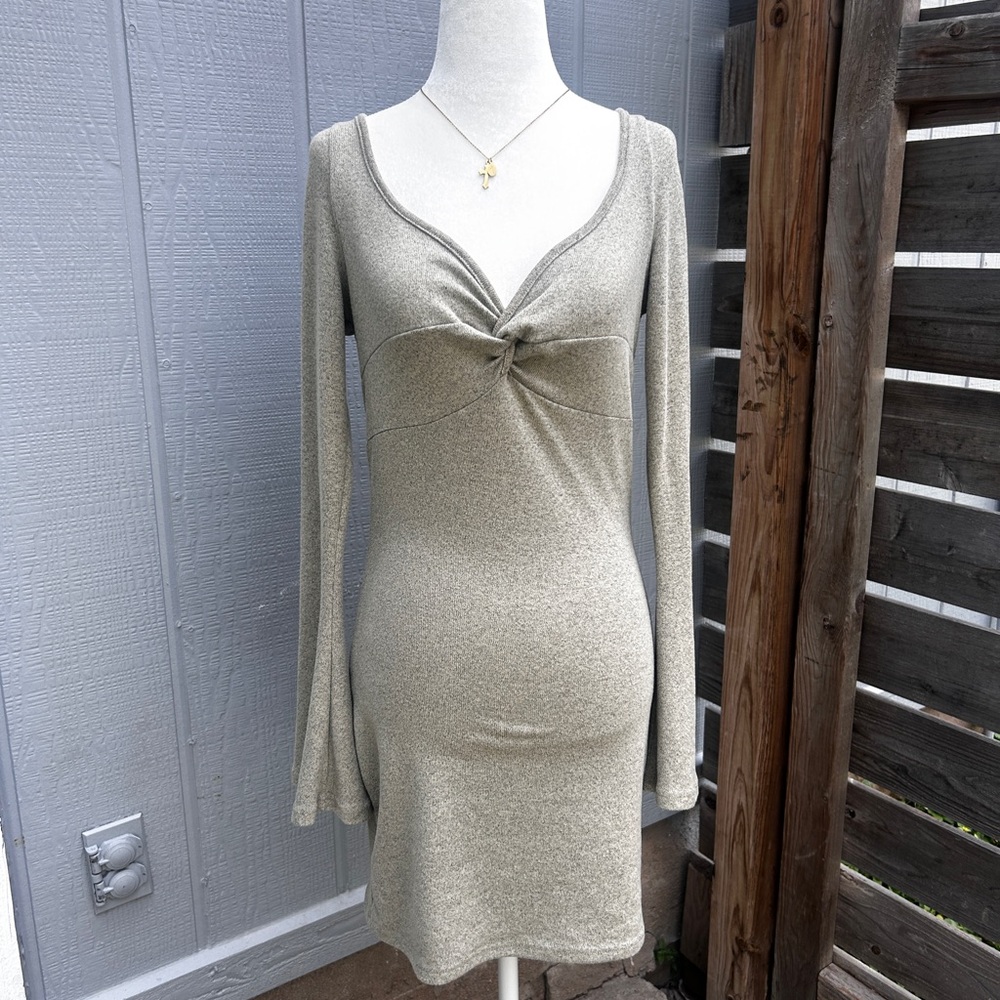 SHEIN Gray Long Sleeve Mini Dress